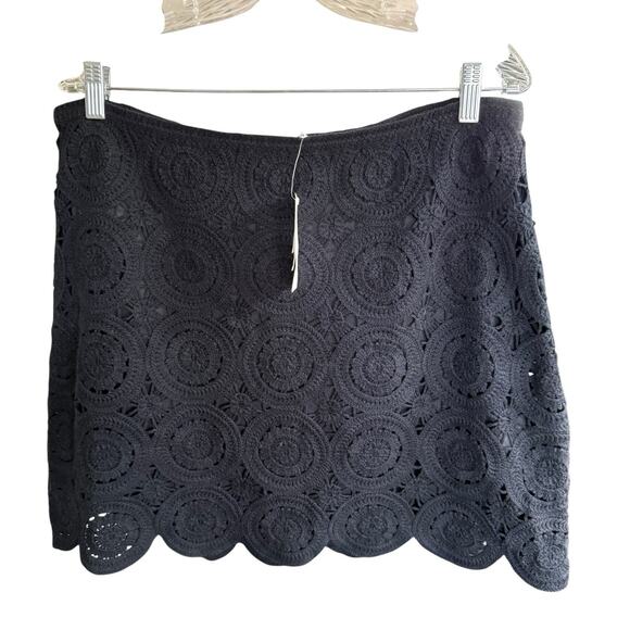 Abercrombie & Fitch Skirt Mini Crochet Black XL Whimsigoth Romanticgoth Witchy - Picture 1 of 8
